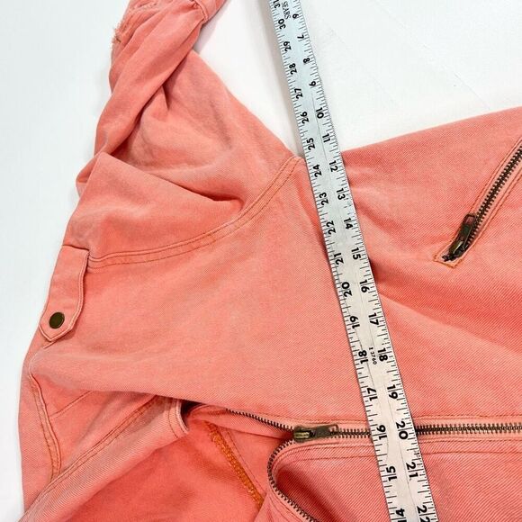POL Jacket Womens Medium Orange Cotton Long-Sleeve Full-Zip Belted oversized - Picture 3 of 9
